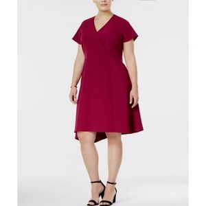 Anne Klein Dress Red 24W Asymmetrical Hem Fit & Flare